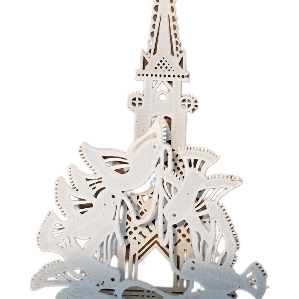 White Church and Birds Ornament
